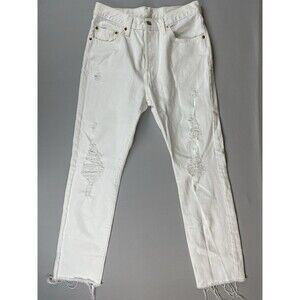 Levi's 501 Button Fly Distressed High Rise Jeans Women's W30 L30 White Y2K